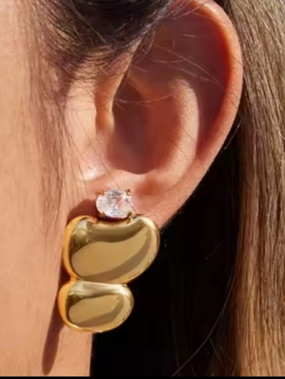 New Brillant Cz Gold Mod Earrings Gold Plated | NWOT